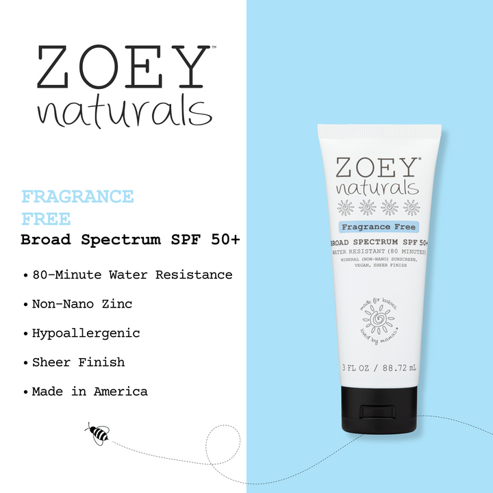 Zoey Naturals SPF 50+ Sheer Finish Mineral Sunscreen 3 oz